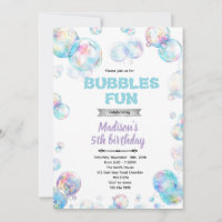 Cute bubble theme party invitation
