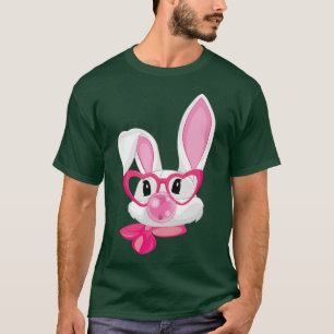 Cute Bubblegum Bunny With Pink Glasses Funny Girl T-Shirt