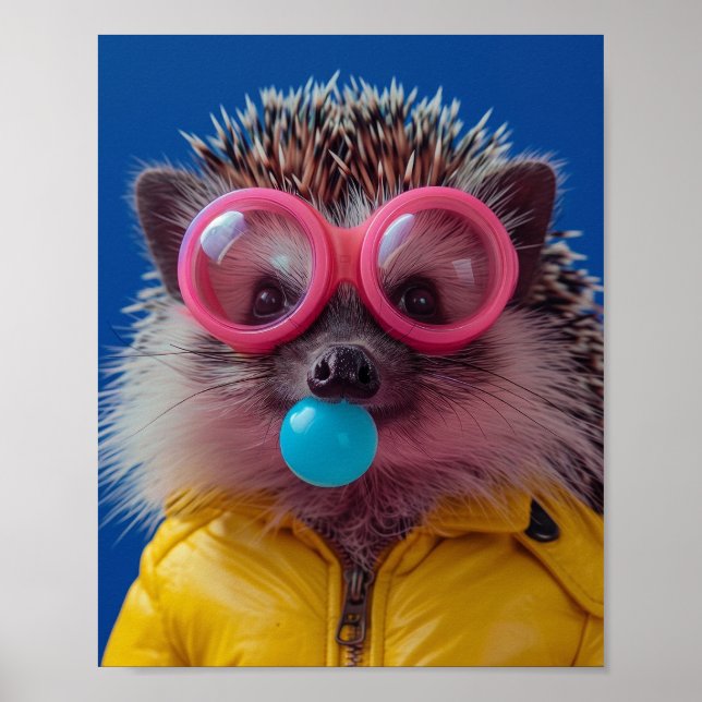 Cute Bubblegum Hedgehog Be Kind Whimsical Wall Art (Front)