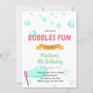 Cute bubbles fun party invitation