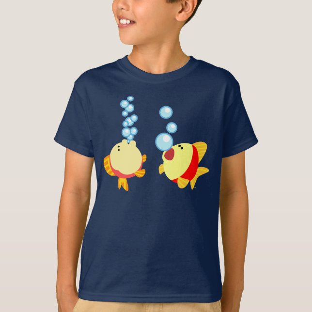 Cute Bubbling Cartoon Fish Children T-Shirt (Front)