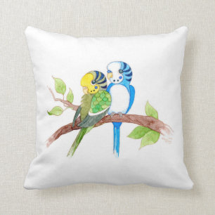 Cute budgies throw pillow