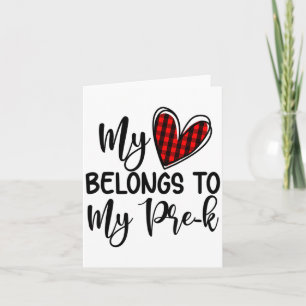 Cute Buffalo Plaid Heart Valentines Day For Pre K Card