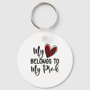 Cute Buffalo Plaid Heart Valentines Day For Pre K Keychain
