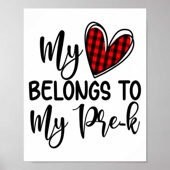Cute Buffalo Plaid Heart Valentines Day For Pre K  Poster (Front)
