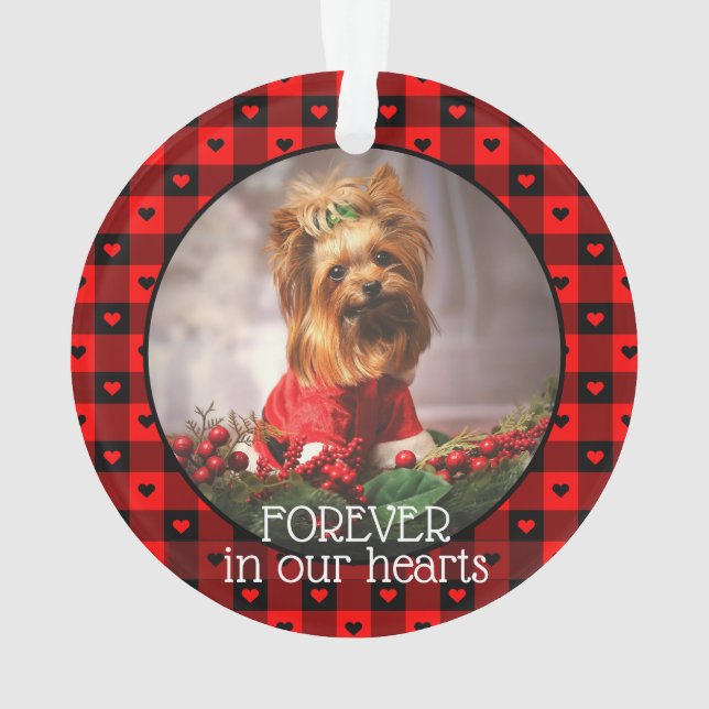 Cute Buffalo Plaid Hearts Custom Chien Animal de c (dos)