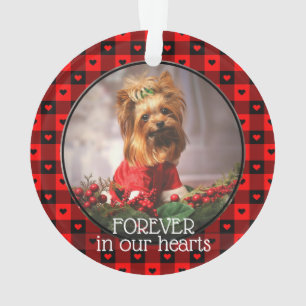 Cute Buffalo Plaid Hearts Custom Dog Pet Christmas Ornament