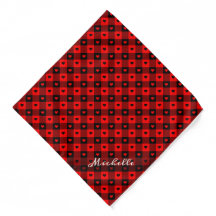 Cute Buffalo Plaid With Hearts And Custom Name