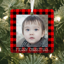 Cute Buffalo Plaid With Stars Custom Name & Photo 