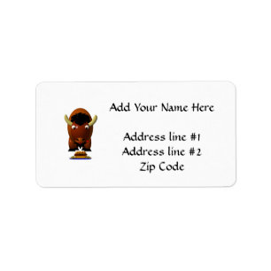 Cute Buffalo with Beef on Weck and Buffalo Wings Label