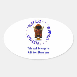 Cute Buffalo with Beef on Weck and Buffalo Wings Oval Sticker