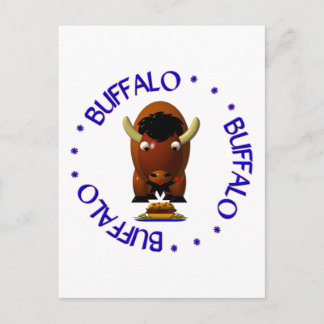 Cute Buffalo with Beef on Weck and Buffalo Wings Postcard