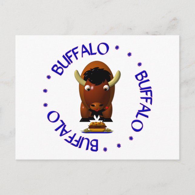 Cute Buffalo with Beef on Weck and Buffalo Wings Postcard (Front)
