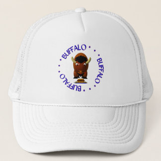 Cute Buffalo with Beef on Weck and Buffalo Wings Trucker Hat