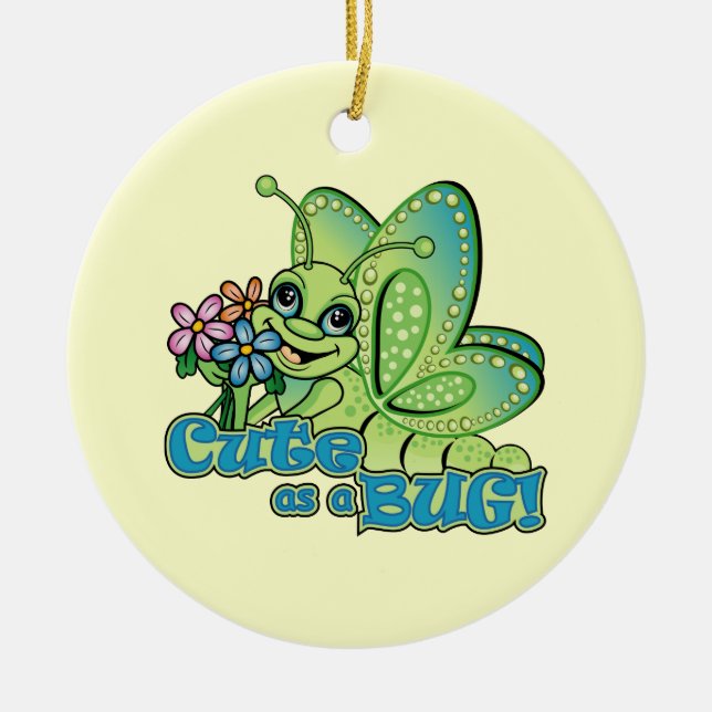 Cute Bug Ceramic Ornament (Front)