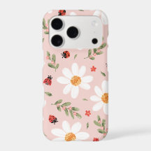 Cute Bug & White Flower iPhone Case