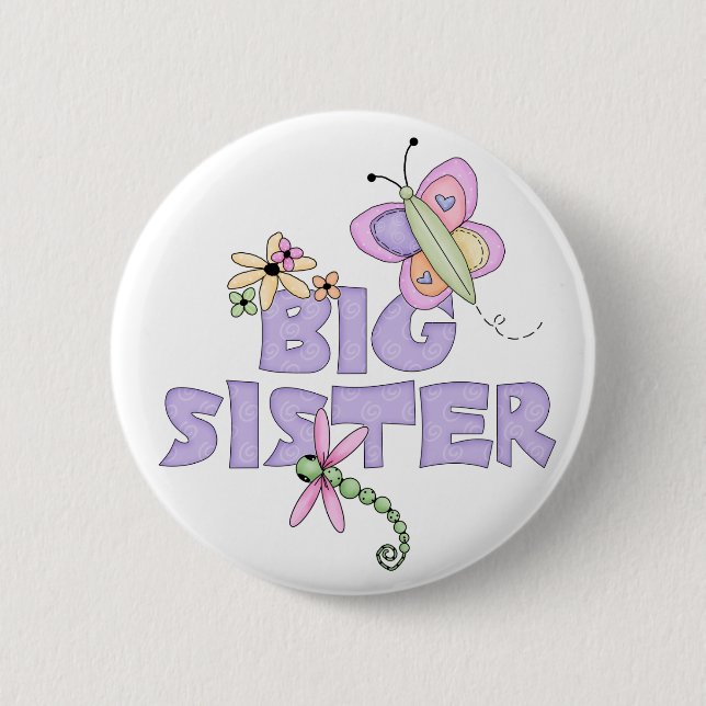 Cute Bugs Big Sister 2 Inch Round Button (Front)