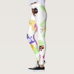 Cute Bugs Nature Pattern Leggings Women's Unique