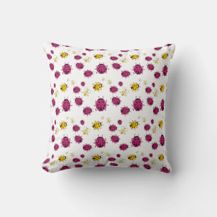 Cute Bugs Pattern Throw Pillow