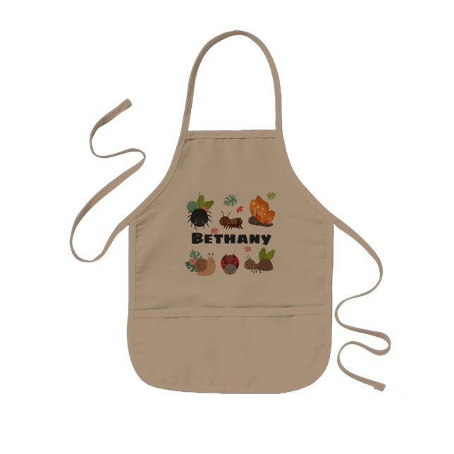 Cute Bugs Personalised Kids Gardening Apron (Front)