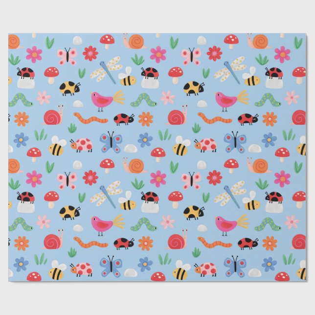 Cute Bugs Wrapping Paper (Flat)