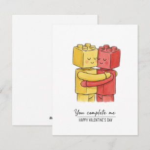 Cute Building Block Valentine Card for Couple