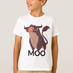Cute Bull Moo Farmer Gift Farm Cartoon Cow  T-Shirt