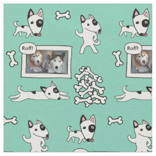 Cute Bull Terrier Cartoon Personalizealbe Fabric