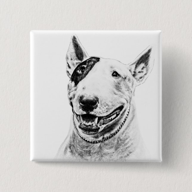Cute Bull Terrier dog art 2 Inch Square Button (Front)