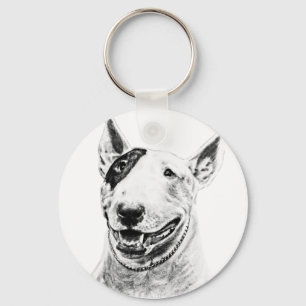 Cute Bull Terrier dog art Keychain
