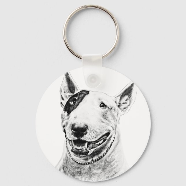 Cute Bull Terrier dog art Keychain (Front)