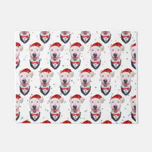 Cute Bull Terrier Dog Christmas Pattern Doormat