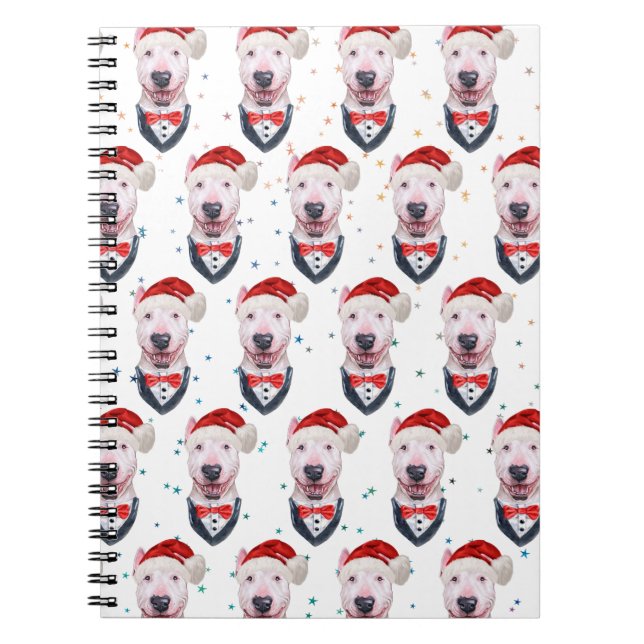 Cute Bull Terrier Dog Christmas Pattern Notebook (Front)