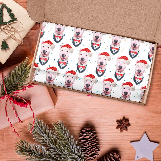 Cute Bull Terrier Dog Christmas Pattern Tissue Paper (Creator Uploaded)