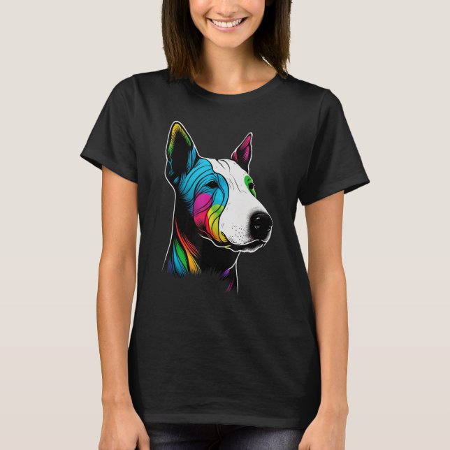 Cute Bull Terrier Dog on Bull Terrier  3 T-Shirt (Front)