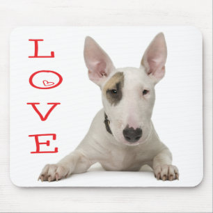 Cute Bull Terrier Mom Puppy Dad Dog Lover Cartoon Mouse Pad