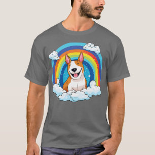 Cute Bull Terrier Rainbow Cloud Kawaii Dog Happy P T-Shirt