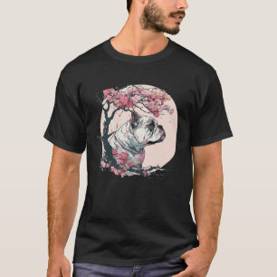 Cute Bulldog Cherry Blossom Dog Breed Japanese Wat T-Shirt
