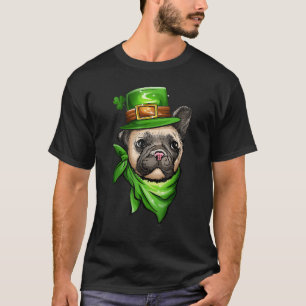 Cute Bulldog Dog Lover Leprechaun Hat Happy St Pat T-Shirt