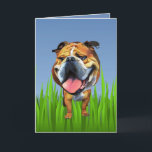 Cute Bulldog Greeting Card<br><div class="desc">I'm a huge animal lover and advocating for them and creating art/cartoons is my passion. You can easily customize this card by selecting the blue "edit it or personalize it" button. If you'd like YOUR dog drawn in this cartoon fashion to put on Zazzle products of your choice, please message...</div>