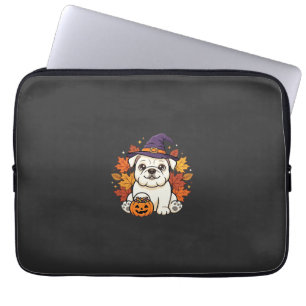 Cute Bulldog Halloween Pumpkin Dog Design_1 Laptop Sleeve