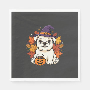 Cute Bulldog Halloween Pumpkin Dog Design_1 Napkin