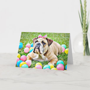 Cute Bulldog in Bow Blank Greeting Card