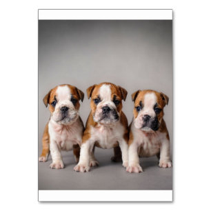 Cute Bulldog Puppies Dog Lovers Gift Table Number