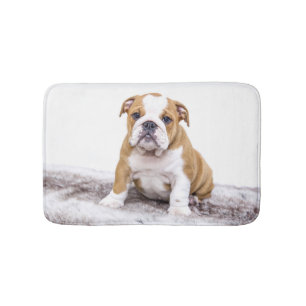 Cute Bulldog Puppy Bath Mat