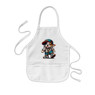 Cute Bulldog Puppy in Streetwear Outfit Kids Apron