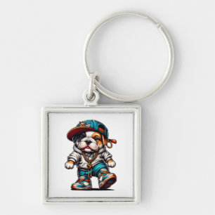 🐶 Cute Bulldog Puppy Streetwear Dog Lover Keychain