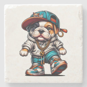 Cute Bulldog Puppy Streetwear Dog Lover Personalis Stone Coaster