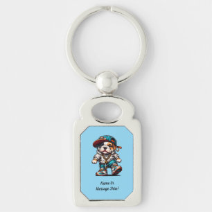 Cute Bulldog Puppy Streetwear Dog Lover Rectangle Keychain