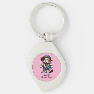 Cute Bulldog Puppy Streetwear Dog Lover Swirl Keychain
